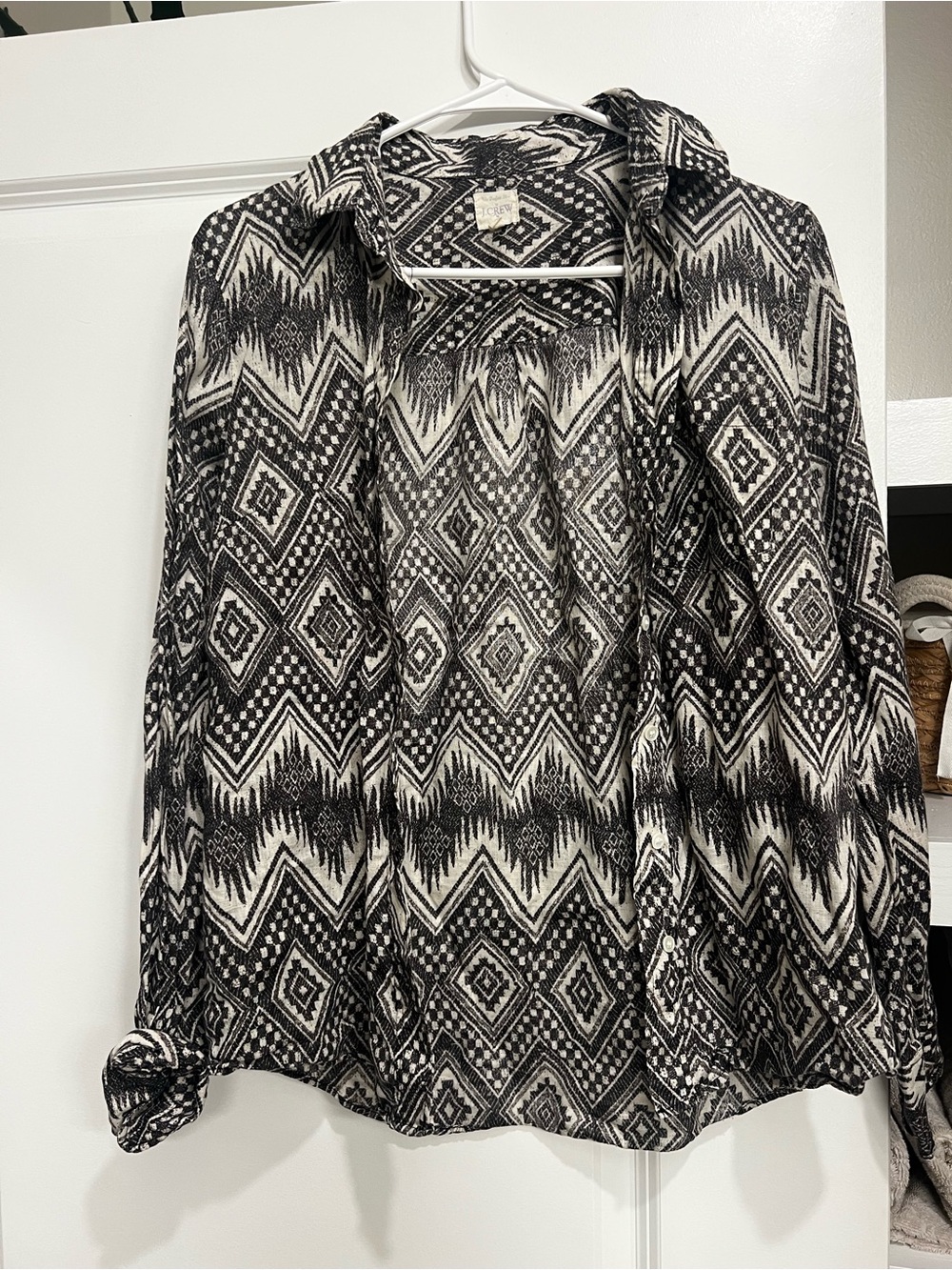 J. Crew Black & White Aztec Print Button-Down Shirt